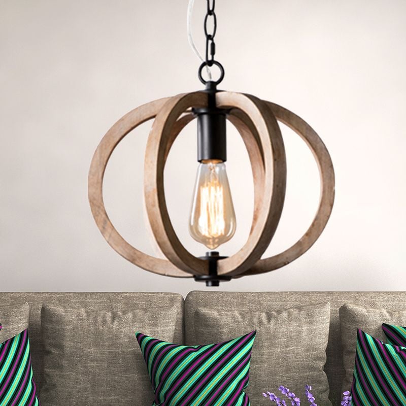 Alessio Orb/Gourd Wood Pendant Light - Lumpaz