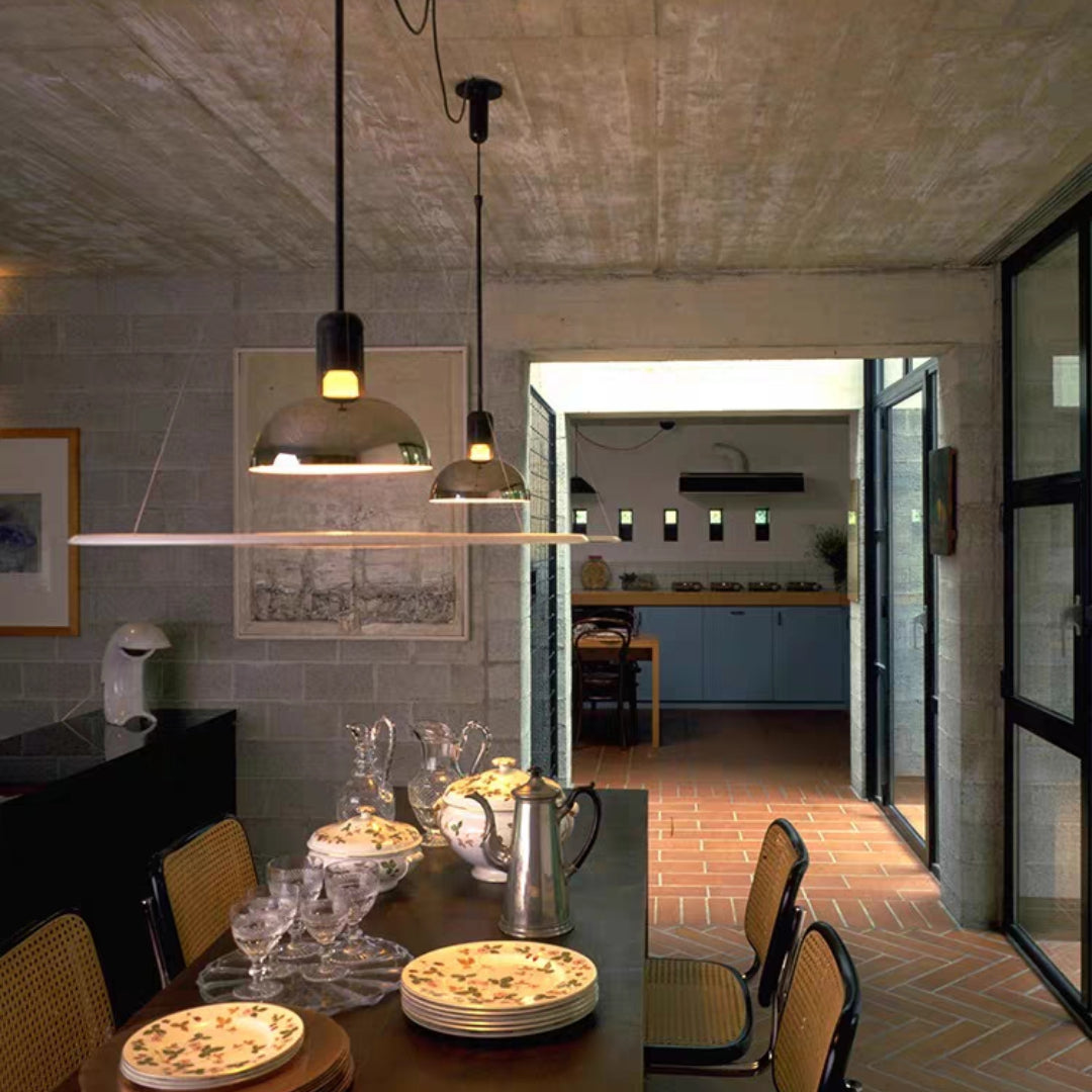 Levi Modern Minimalist Nordic Bell Metal/Acrylic Pendant Light, Chrome/Black - Lumpaz