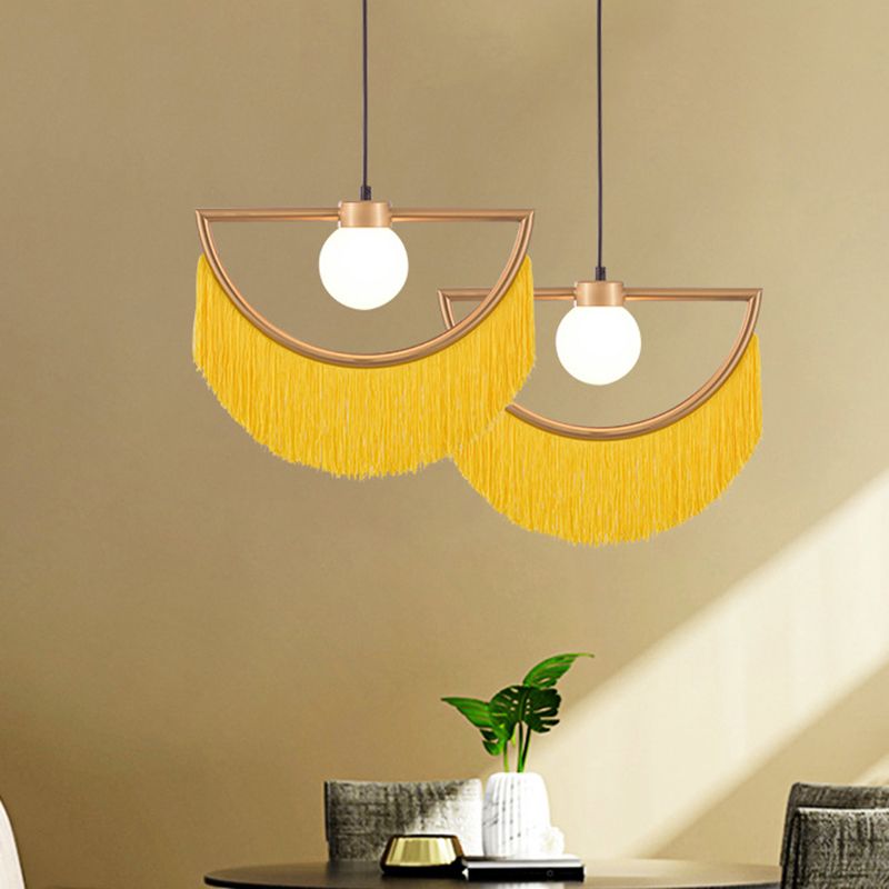 Minori Retro Fringe Fabric Pendant Light - Lumpaz