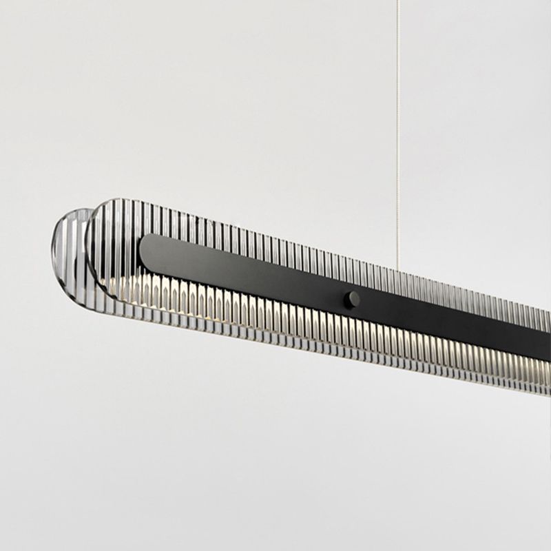 Evette  Minimalist Linear Metal/Acrylic Pendant Light, Black - Lumpaz