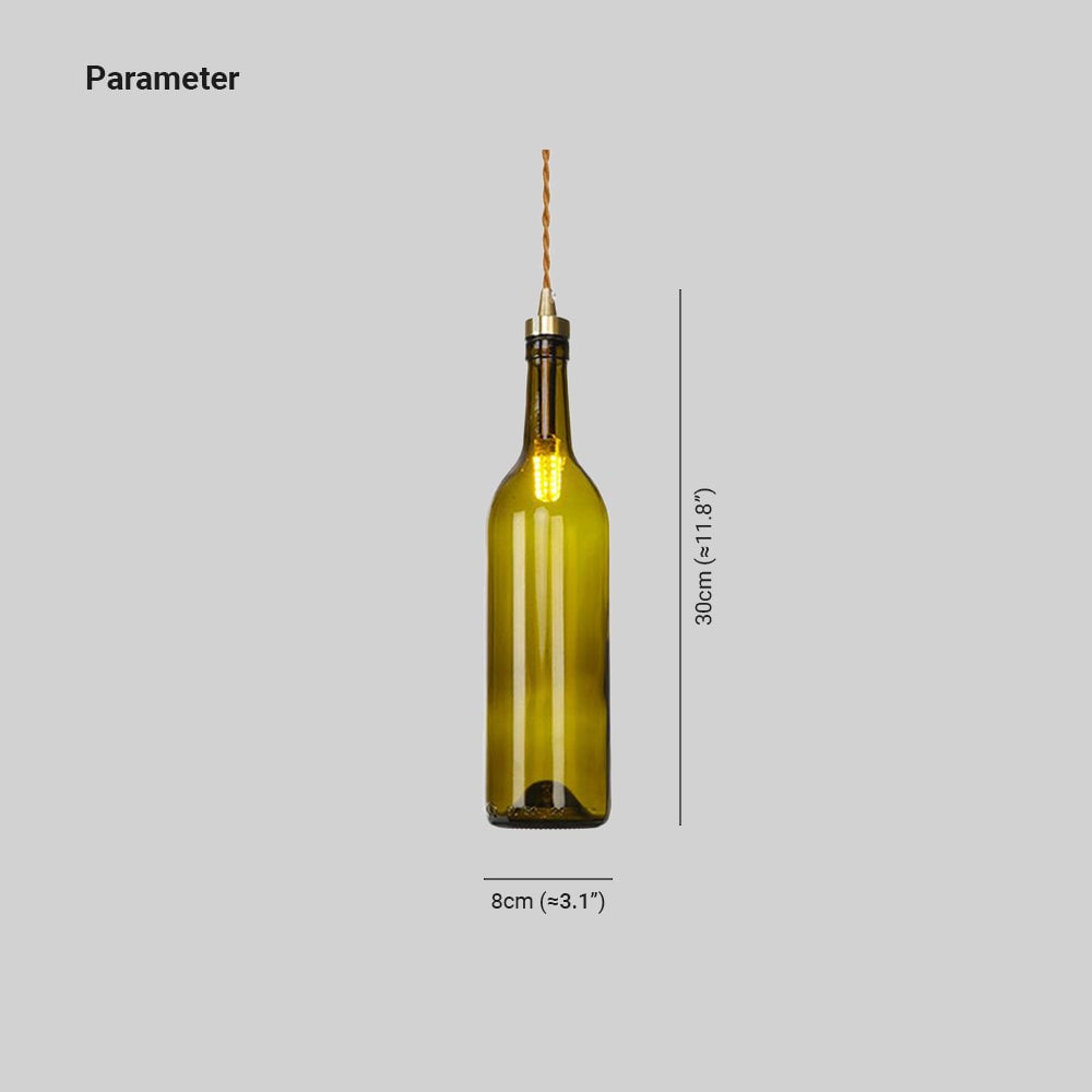 Hailie Industrial Wine Bottle Glass Pendant Light, Colorful - Lumpaz