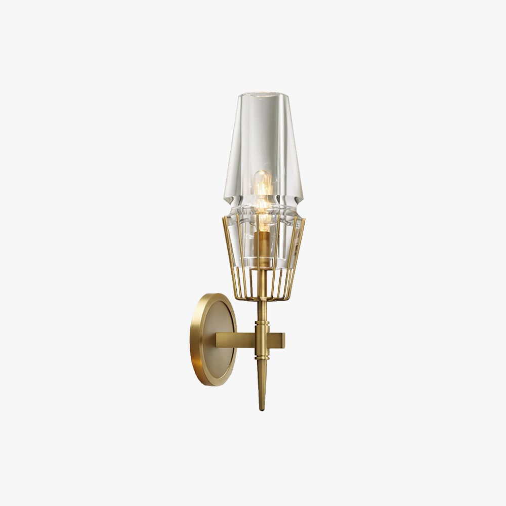 Blair Vintage Lantern Metal/Glass Wall Lamp, Gold - Lumpaz