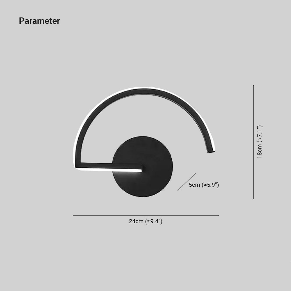 Lacey Minimalist Linear Semicircular Metal Decor Wall Lamp, Black/White - Lumpaz