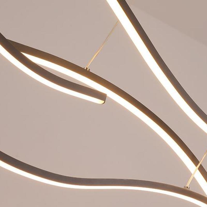 Curved Linear Pendant Light, Black/Gold - Lumpaz