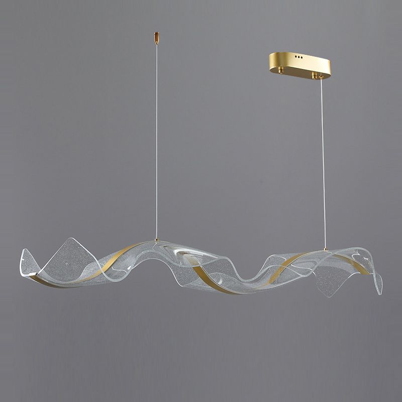 Kirsten Pendant Light Designer Wave Acrylic White/Gold Dining Room - Lumpaz