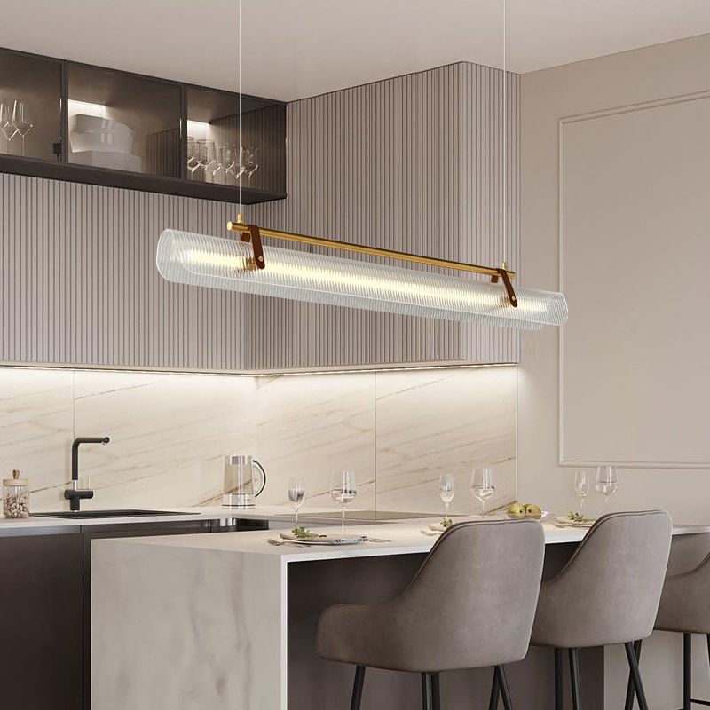 Edge Pendant Light Linear Modern, Acrylic/Metal, Black/Gold, Study - Lumpaz