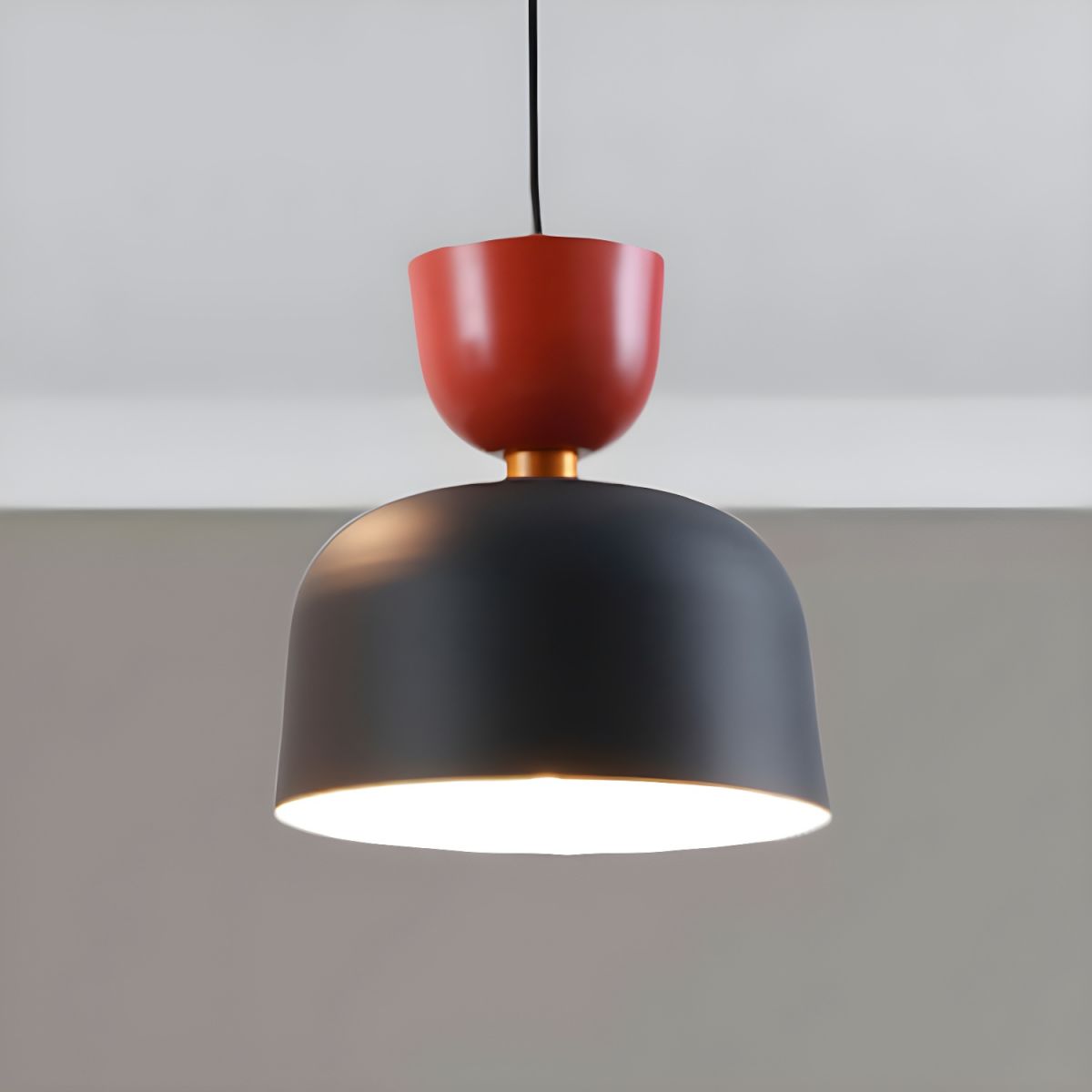 Morandi Modern Dome Art Deco Pendant Light, Black/Yellow/Pink/Gray - Lumpaz