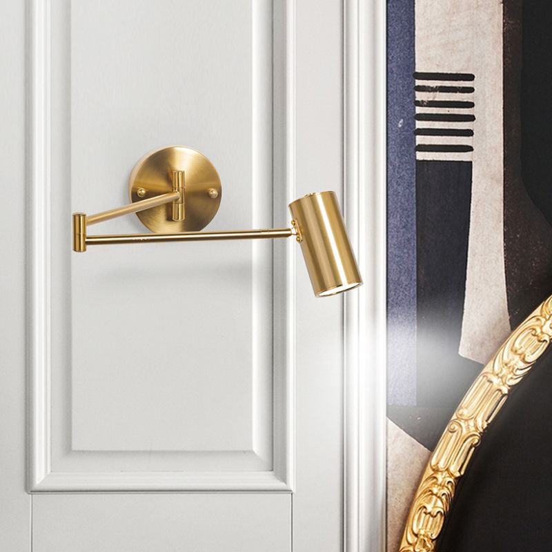 Freja Wall Lamp Cylindrical Adjustable Lamp Pole Metal Brass, Bedroom - Lumpaz