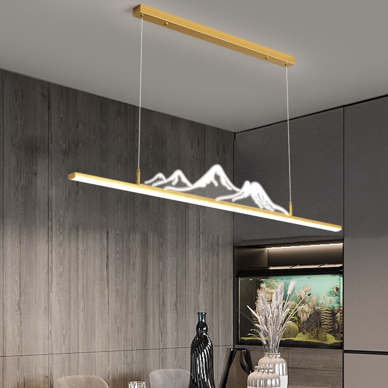 Designer Mountain Shape LED Pendant Light, Black/Gold - Lumpaz