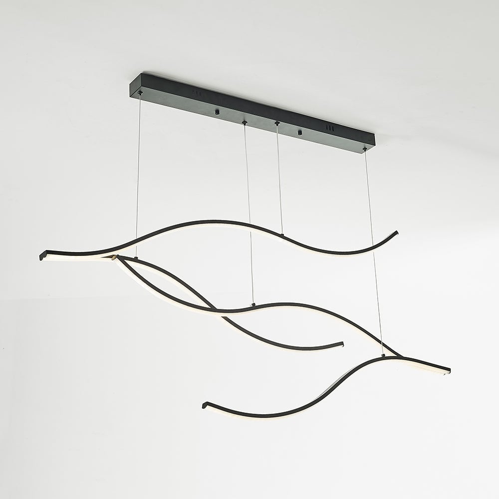 Pendant Light, Multi-Curved, Black/Gold, Metal - Lumpaz