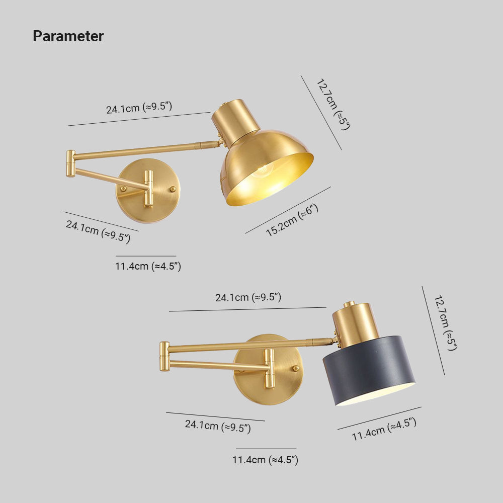 Freja Wall Lamp Modern, Metal Adjustable, Black/Gold, Bedroom - Lumpaz