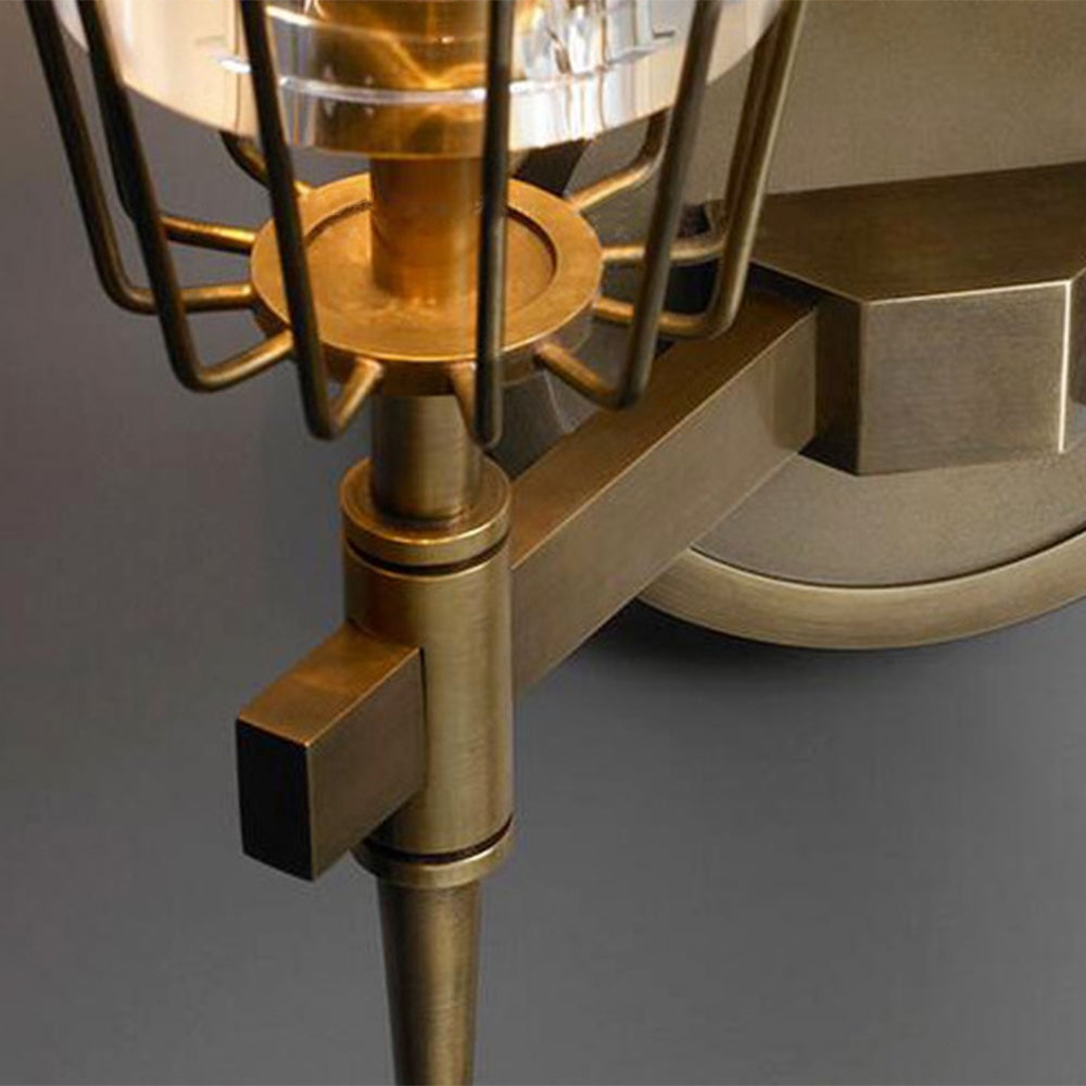 Blair Vintage Lantern Metal/Glass Wall Lamp, Gold - Lumpaz