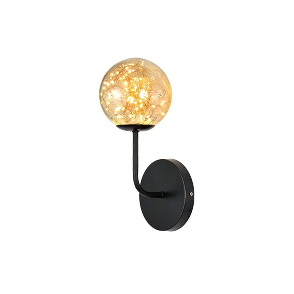 Valentina Wall Lamp Starry Globe Art Deco, Black/Gold, Bedroom - Lumpaz