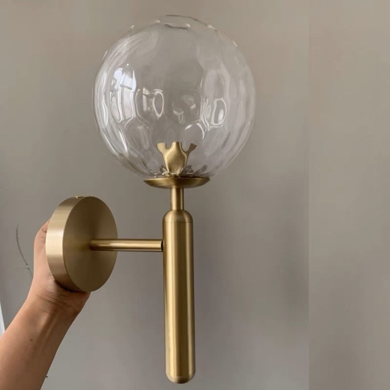 Valentina Wall Lamp Modern Globe, Metal/Glass, Black/Gold, Hallway - Lumpaz