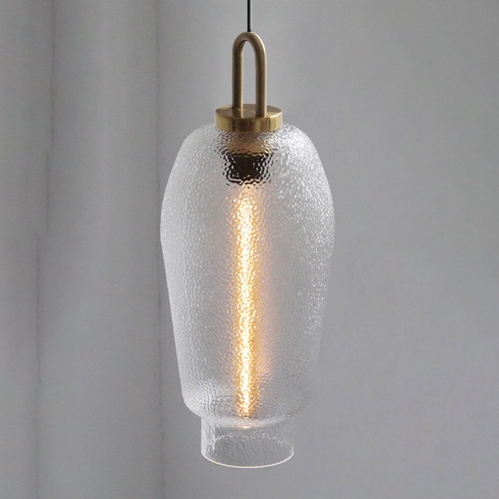 Hailie Minimalist Blown Frosted Glass Pendant Light, Gold - Lumpaz