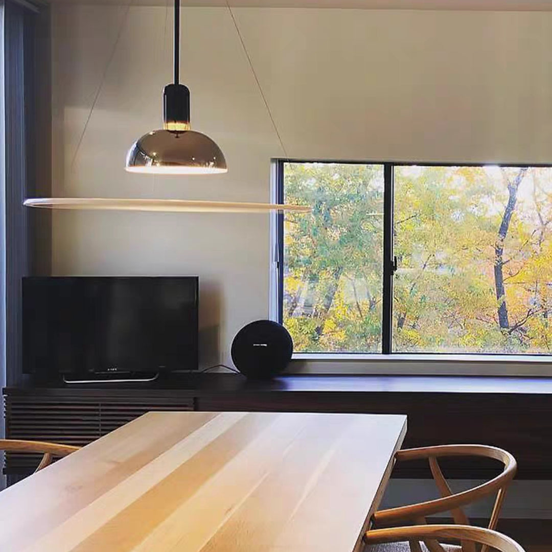 Levi Modern Minimalist Nordic Bell Metal/Acrylic Pendant Light, Chrome/Black - Lumpaz