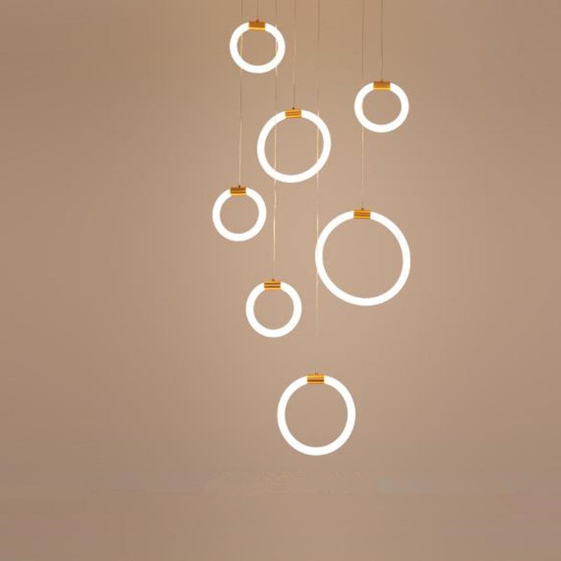 Jibril Minimalist Staircase Ring Metal Pendant Light - Lumpaz