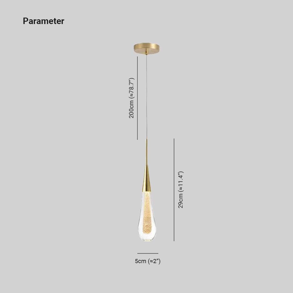 Kristy Modern Designer Teardrop Crystal Pendant Light, Gold - Lumpaz