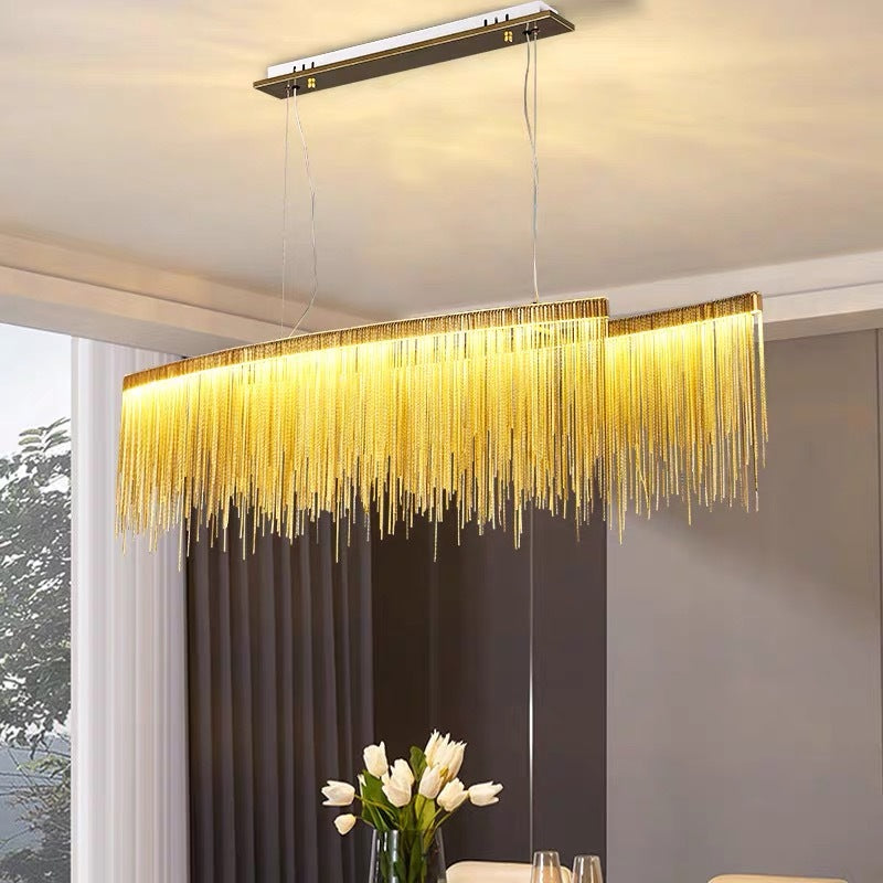 Marilyn Luxury Tassel Metal/Acrylic Pendant Light, Gold/Chrome - Lumpaz
