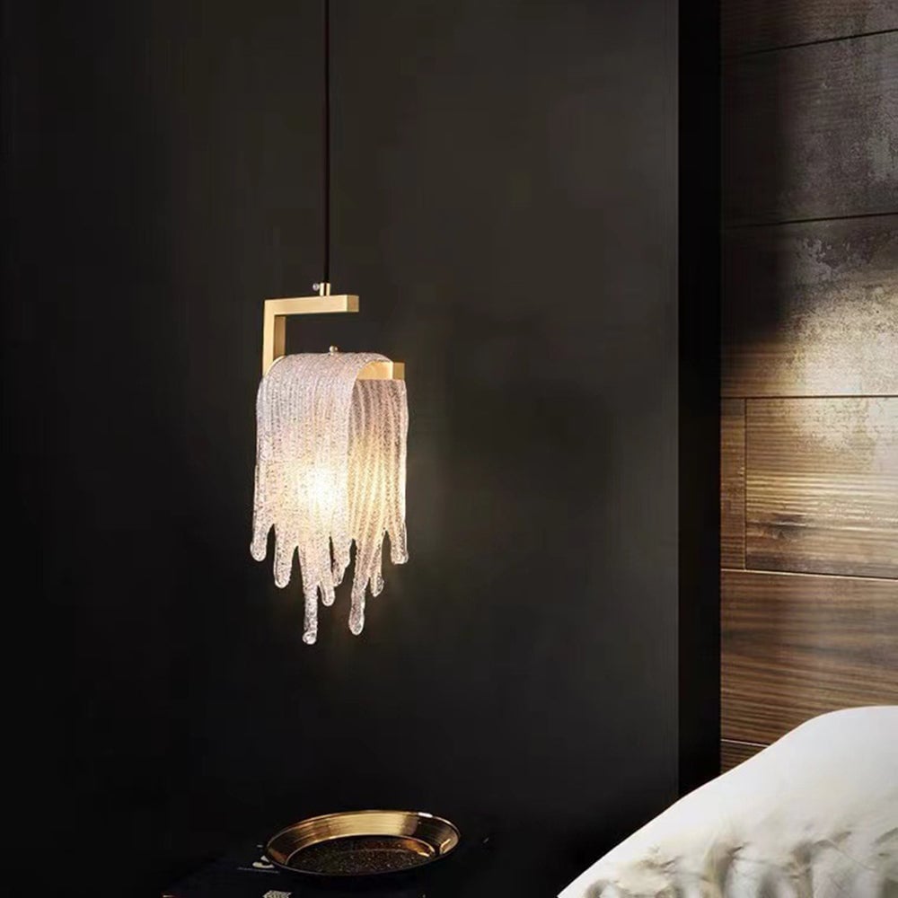 Kristy Modern Flowing Jelly Pendant Light, Gold, Crystal/Brass - Lumpaz