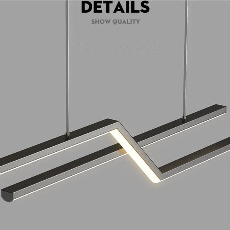 Parallel Fold Linear Pendant Light, Black/Gold, Living Room - Lumpaz