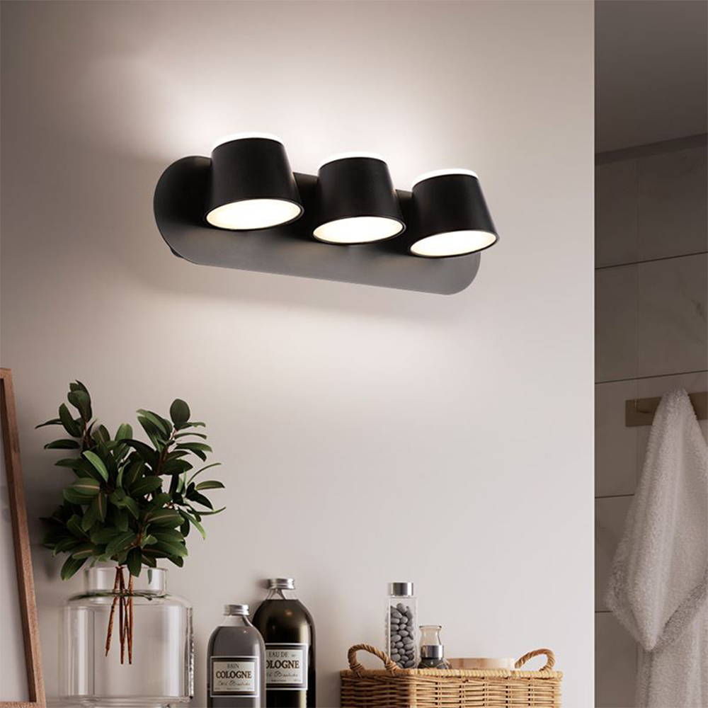 Cooley Modern Cylindrical Metal Mirror Front Wall Lamp, Black - Lumpaz