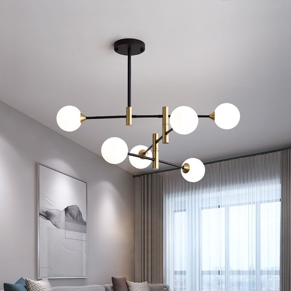 Valentina Nordic Spherical Bubble Metal/Glass Chandelier, Black/Gold - Lumpaz