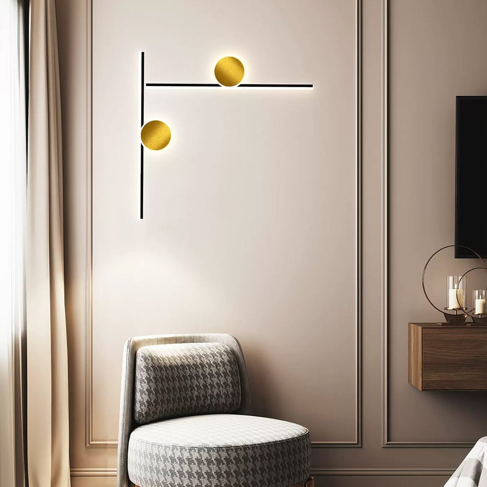 Emyr Modern Simple Circular Line Gold Acrylic Wall Lamp - Lumpaz