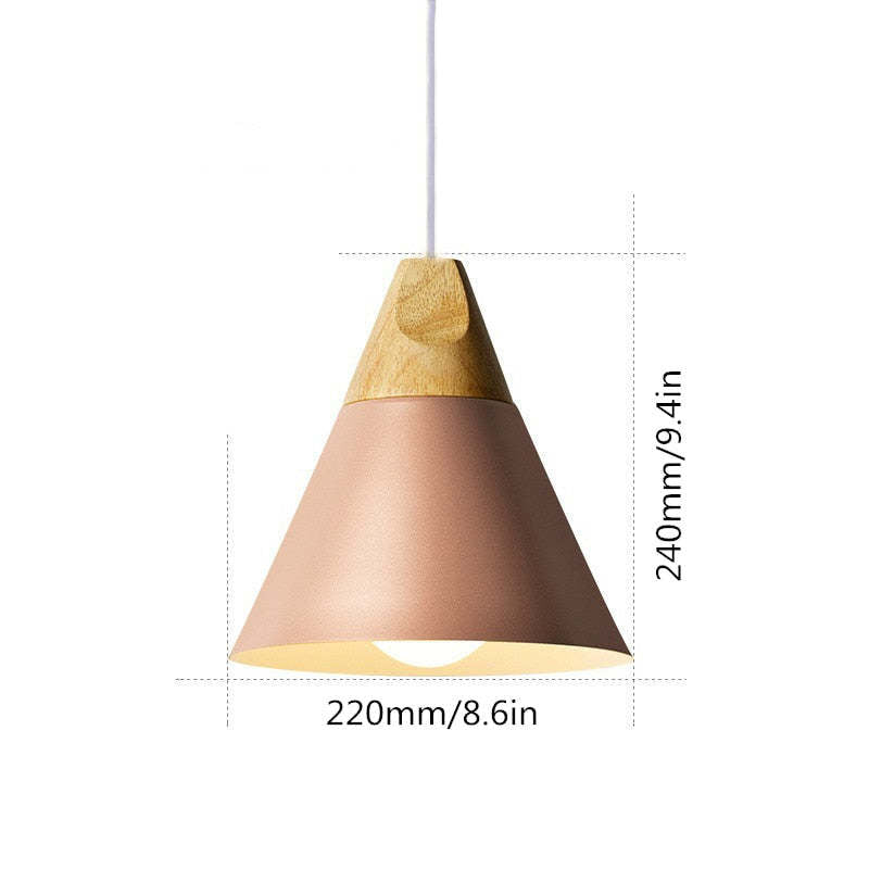 Morandi Multi-Shaped Wood And Metal Pendant Light, 6 Colors - Lumpaz