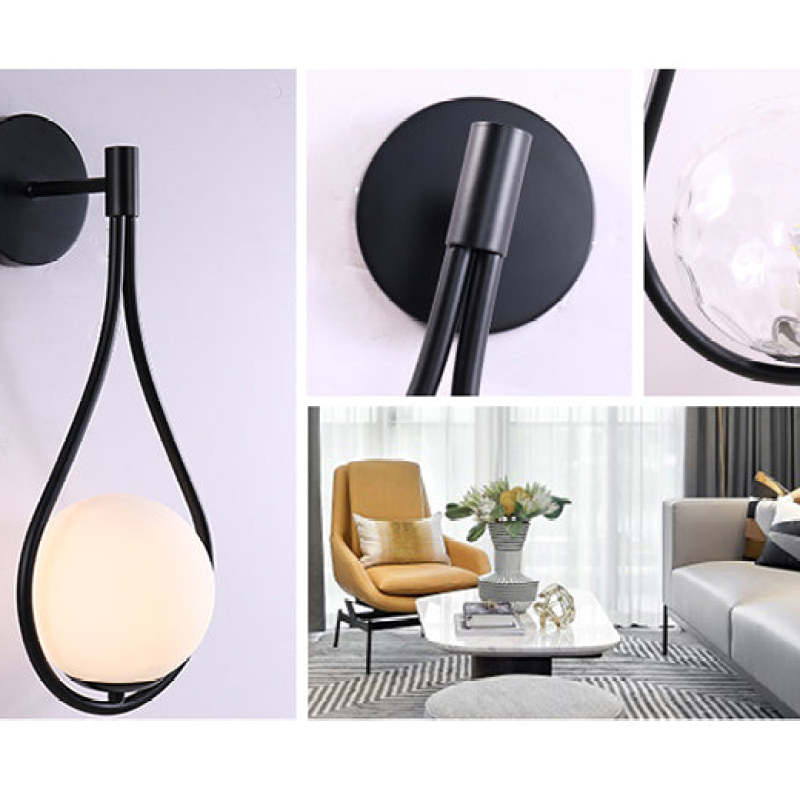 Valentina Nordic Creative Minimalist Water Drop Glass Gold Wall Lamp - Lumpaz