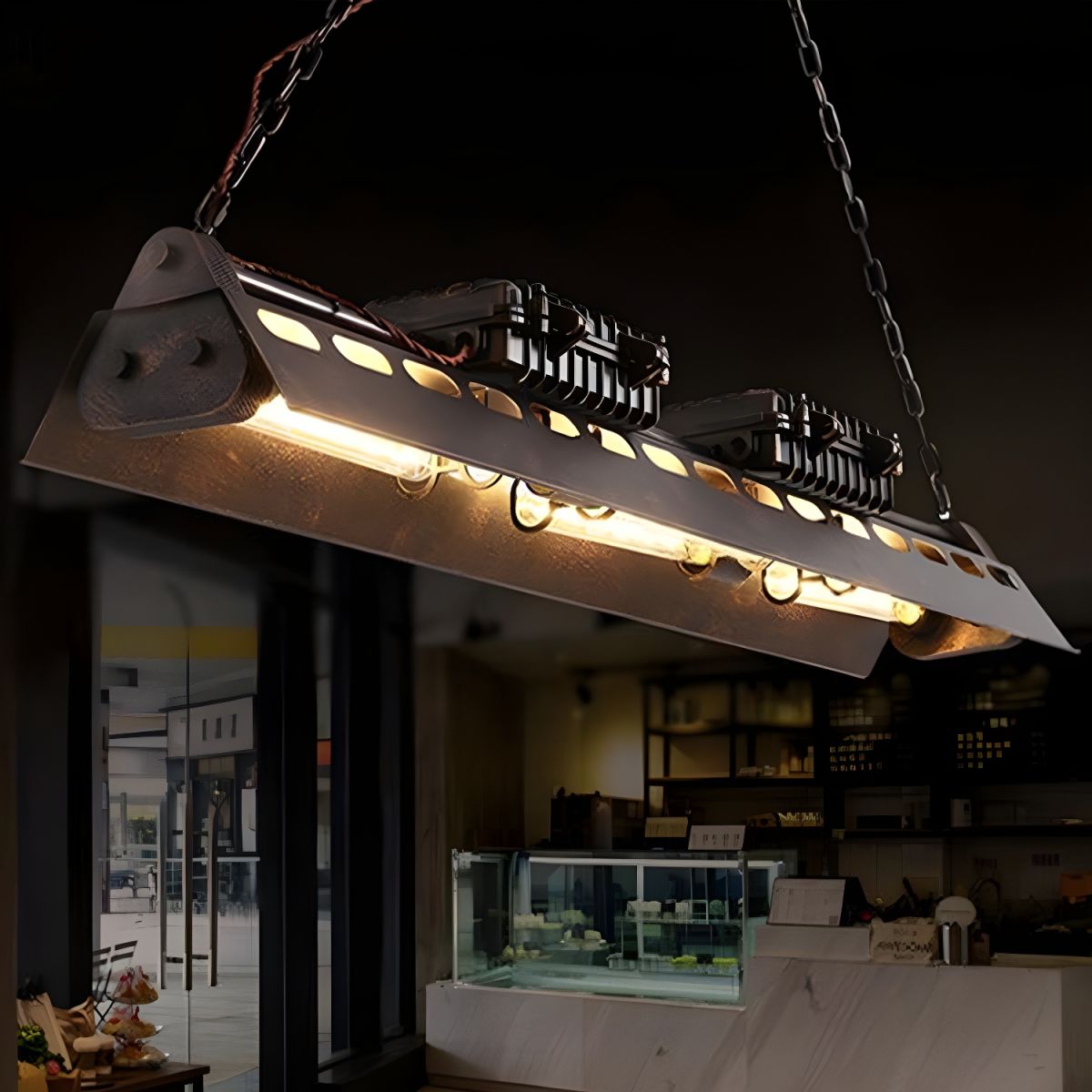 Cooley Industrial Metal Pendant Light Restaurant, Rust - Lumpaz