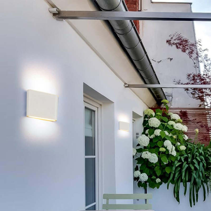 Orr Modern Rectagulart Metal Outdoor Wall Lamp, Black/White - Lumpaz