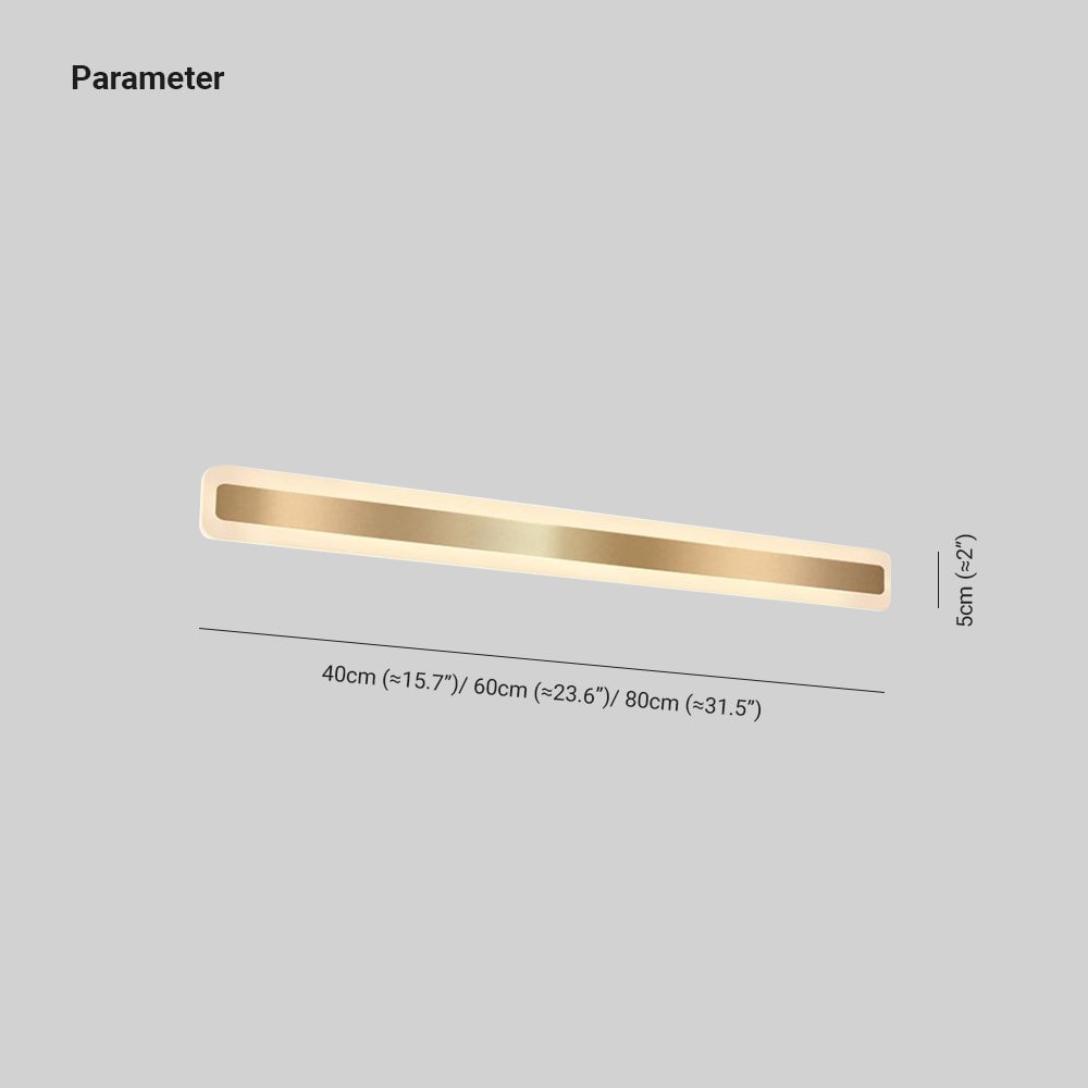 Leigh Modern Rectangular Vanity Mirror Front Wall Lamp, Gold - Lumpaz