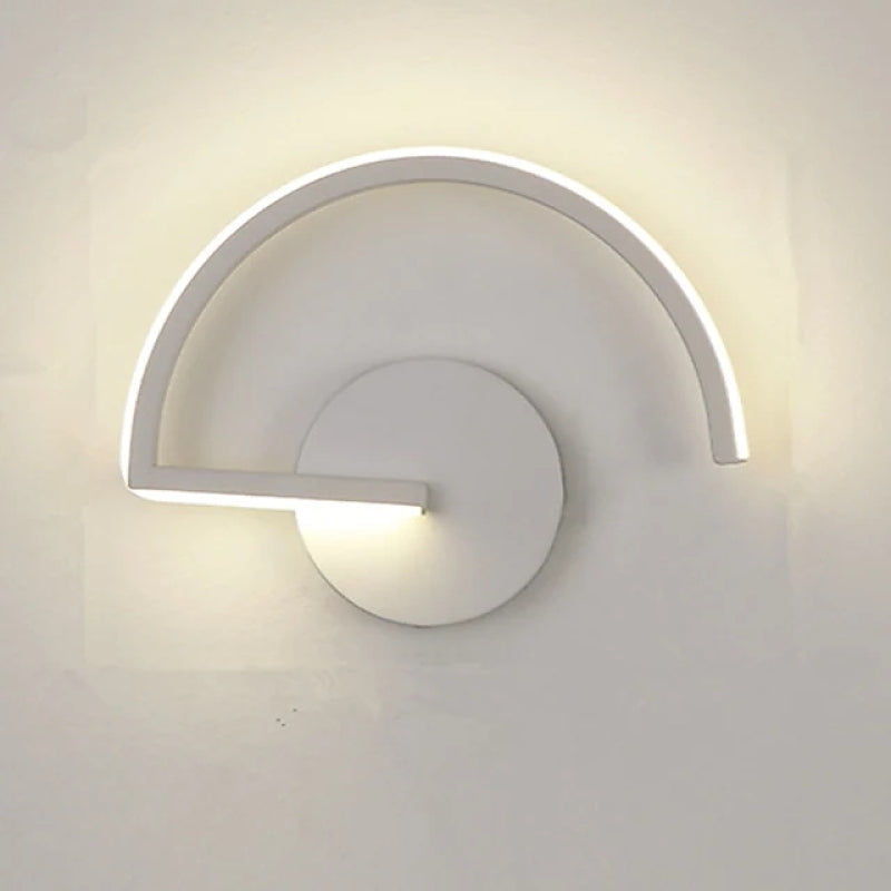 Lacey Minimalist Linear Semicircular Metal Decor Wall Lamp, Black/White - Lumpaz