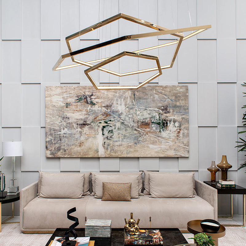 Edge Minimalist Geomatic Metal Pendant Light, Gold, DIY - Lumpaz