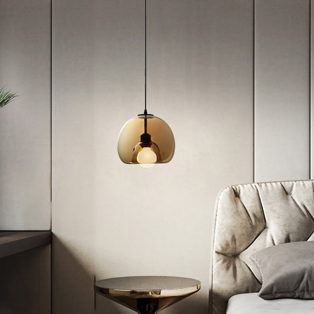 Hailie Modern Globe Glass Pendant Light, Amber/Smoky Gray - Lumpaz
