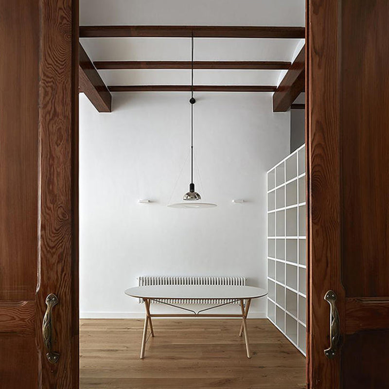 Levi Modern Minimalist Nordic Bell Metal/Acrylic Pendant Light, Chrome/Black - Lumpaz