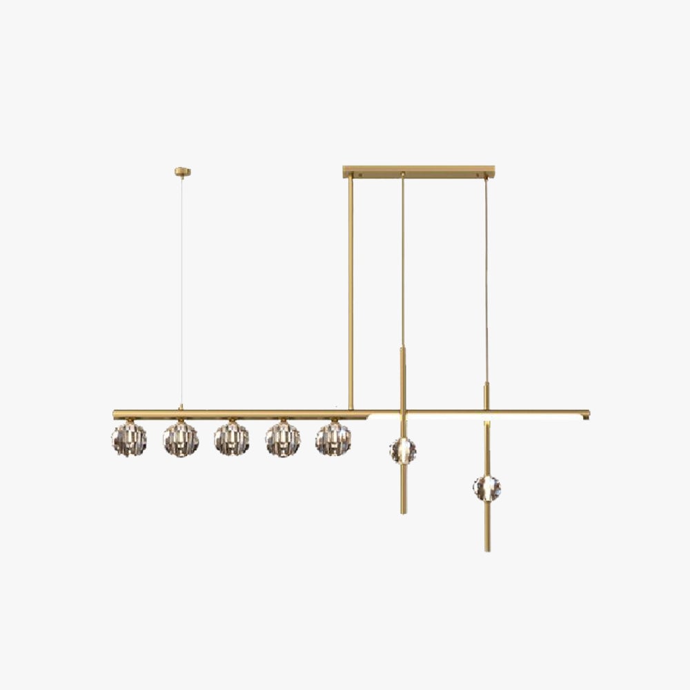 Kirsten Metal & Crystal Pendant Light, Gold - Lumpaz