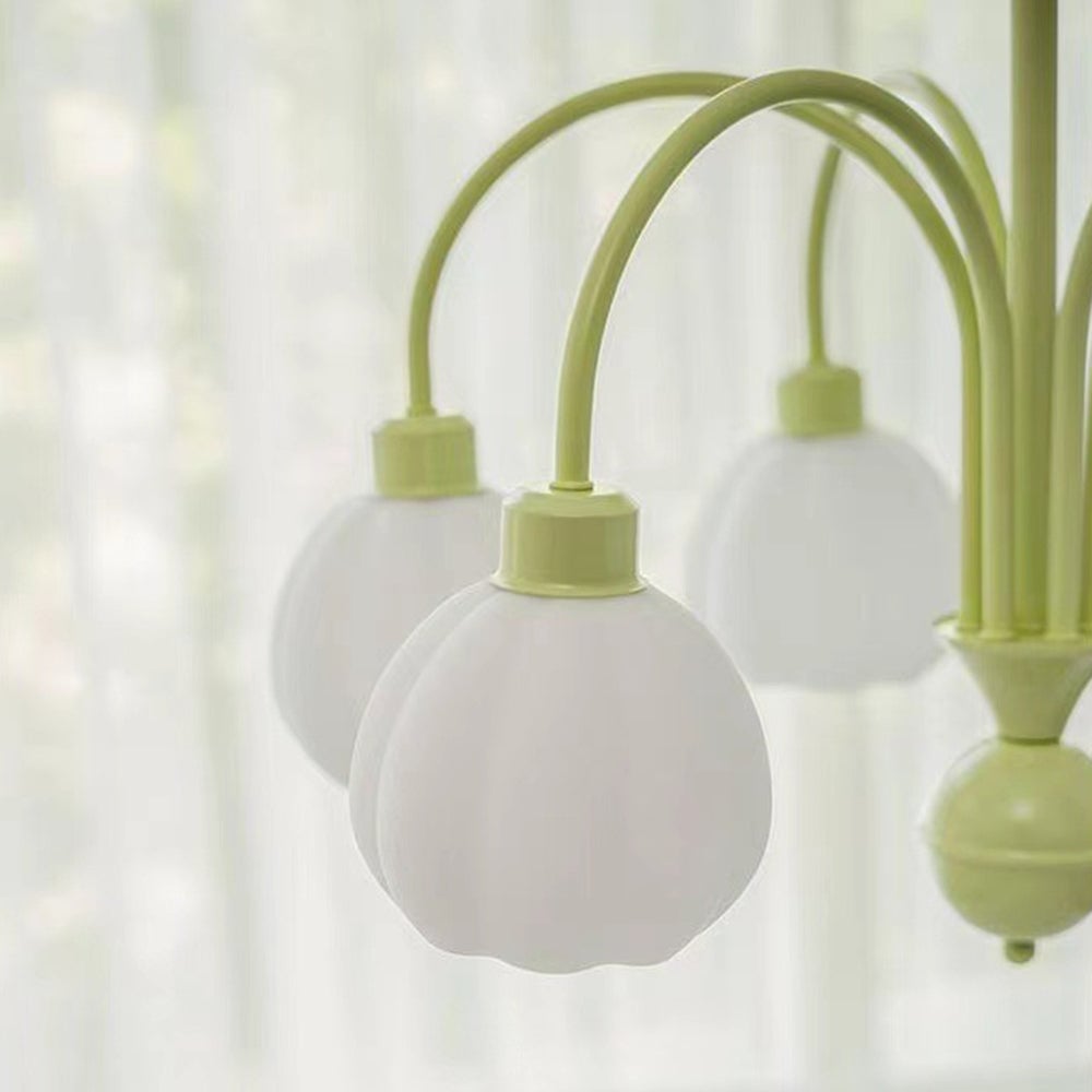 Lily Modern Pumpkin Metal Pendant Light,Green - Lumpaz