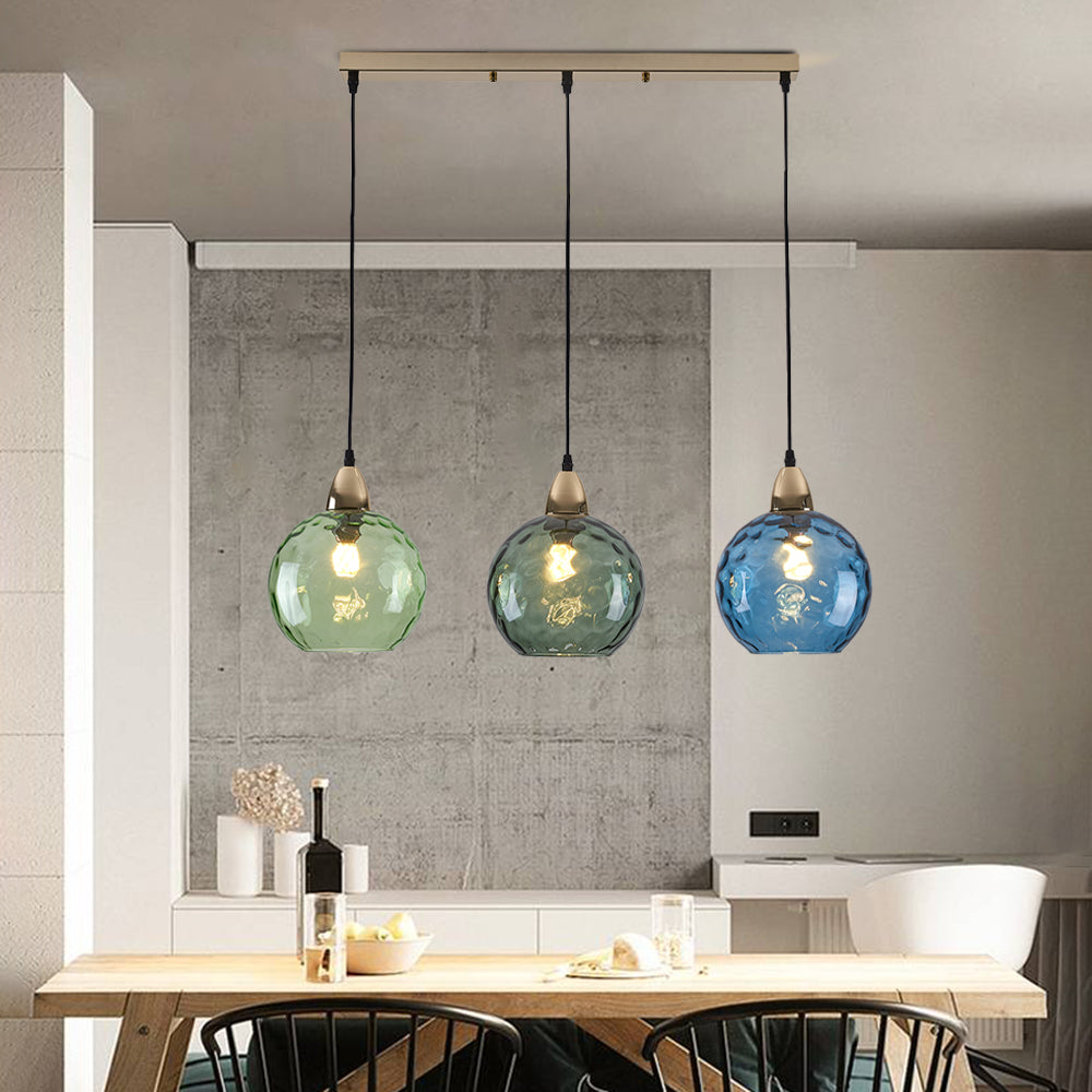 Hailie Colorful Glass Ball Pendant Lights Water Ripple - Lumpaz