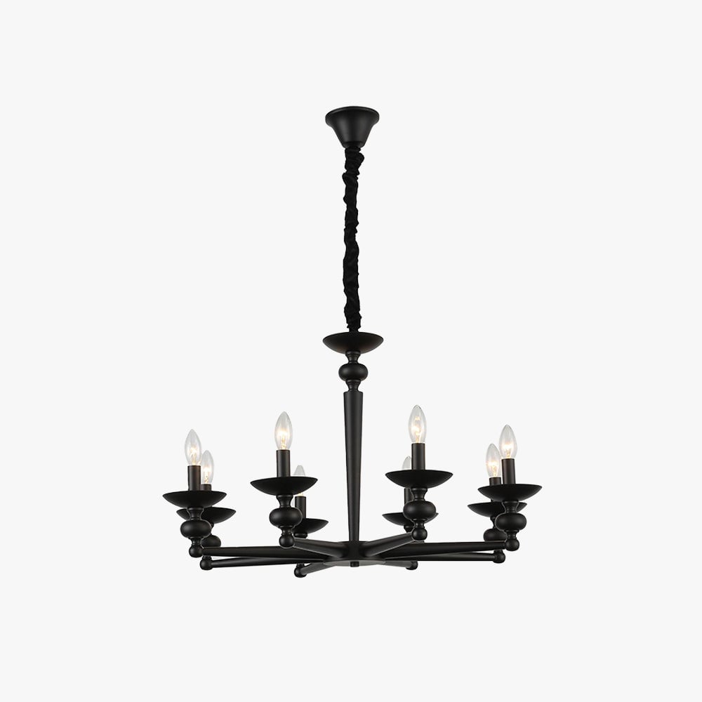 Alessio Retro Candle Wall Lamp/Black Chandelier for Living Room, Dining Room - Lumpaz