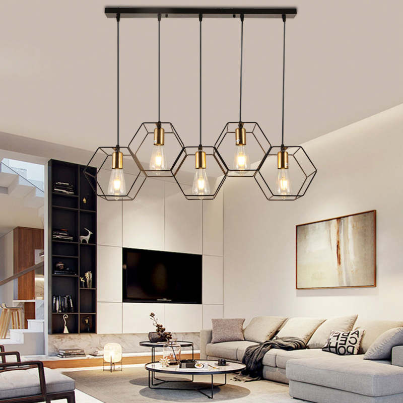 Bouvet Rustic Farmhouse 3/5 Light Pendant, Black - Lumpaz