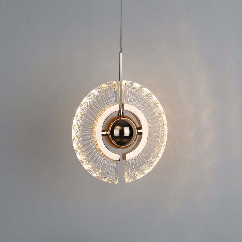 Kristy Nordic Luxury Fan Metal/Acrylic Pendant Light, Gold - Lumpaz
