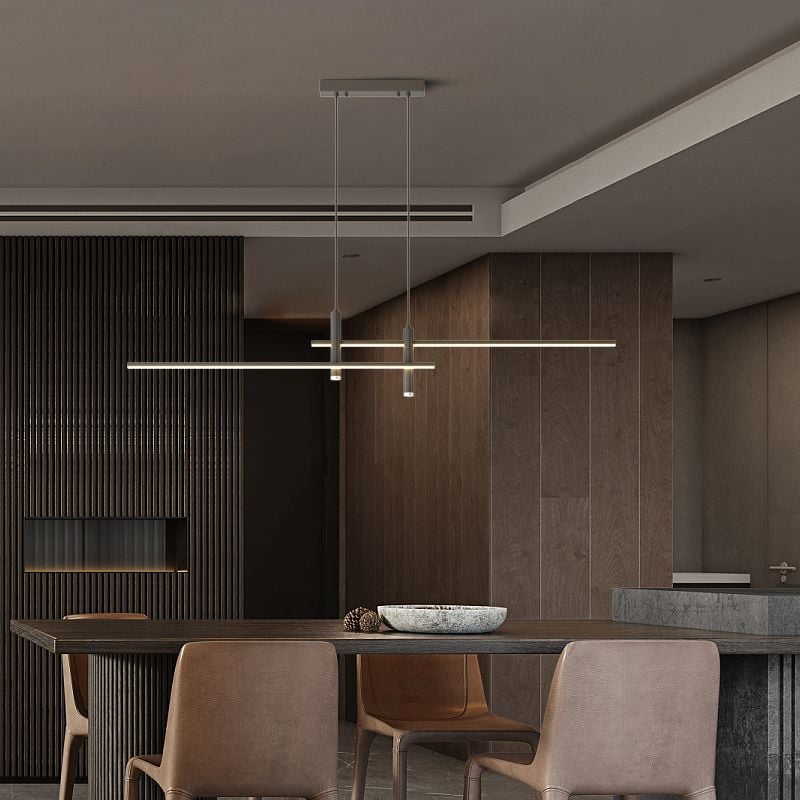 Edge Modern Metal Linear Pendant Light, Black & Gold - Lumpaz