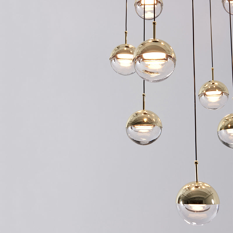 Valentina Modern Ball Metal/Glass Pendant Light, Gold/Rose Gold - Lumpaz