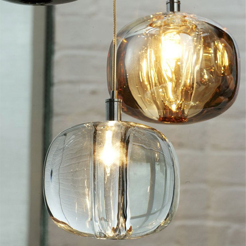 Hailie Modern Bubble Glass LED Pendant Light, Amber/Clear/Gray - Lumpaz