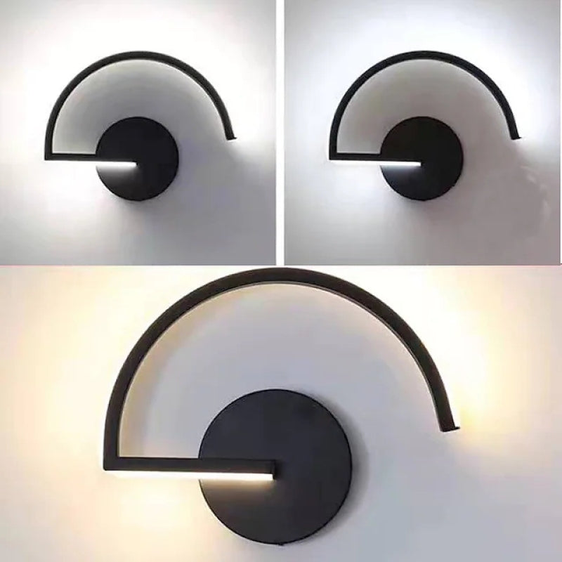 Lacey Minimalist Linear Semicircular Metal Decor Wall Lamp, Black/White - Lumpaz