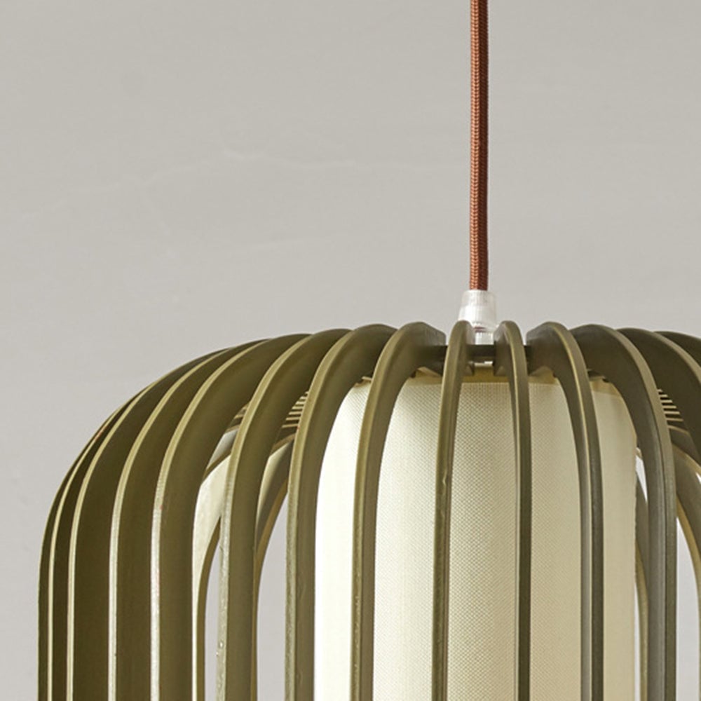 Ozawa Modern Birdcage Wood/Fabric Pendant Light - Lumpaz