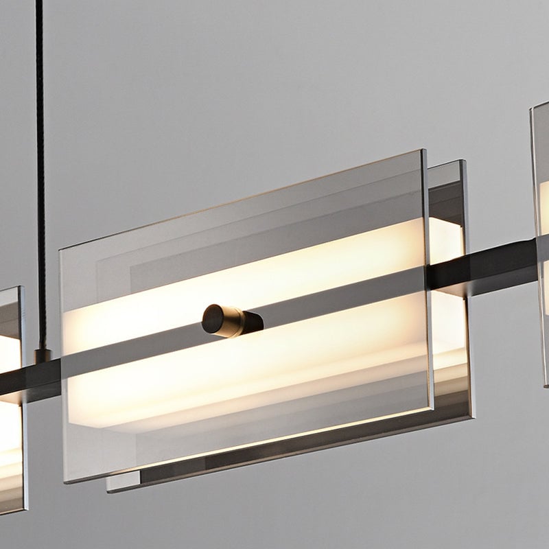 Evette Modern Nordic Linear Copper/Glass Pendant Light, Brass/Black - Lumpaz