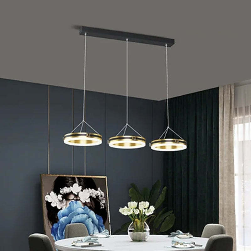 Raheel Nordic Ring Metal 3 Light Pendant Light, Black/Gold - Lumpaz